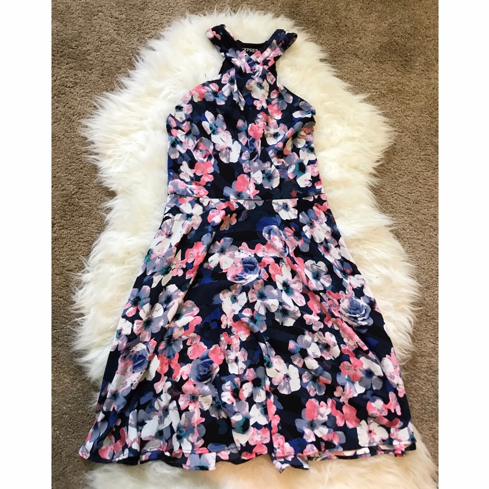 Floral High Neck Dress