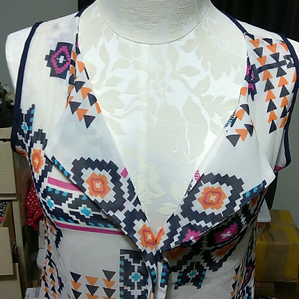 Aztec printed sheer blouse, size small - Picture 2 of 8