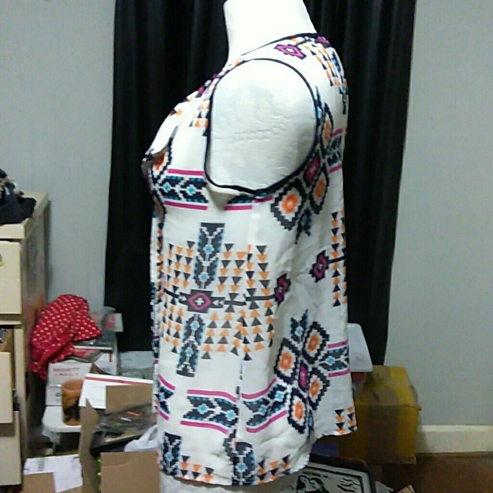 Aztec printed sheer blouse, size small - Picture 4 of 8