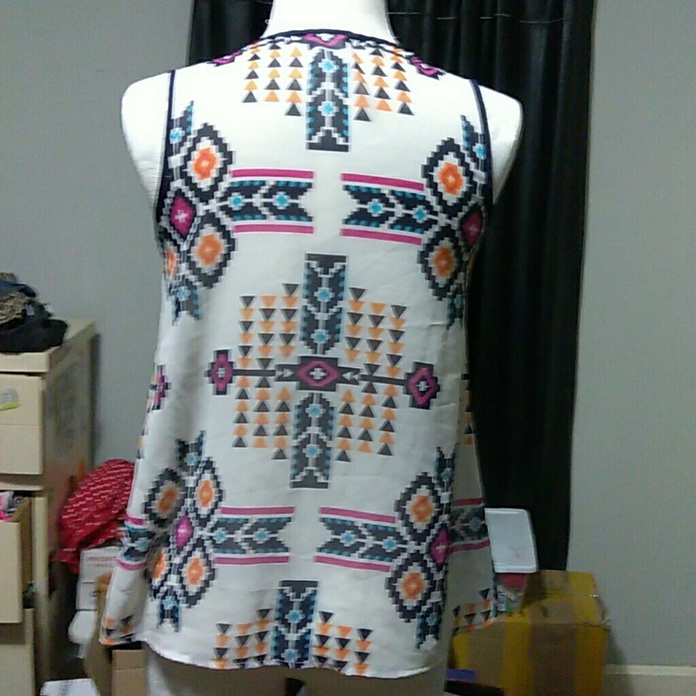 Aztec printed sheer blouse, size small - Picture 5 of 8