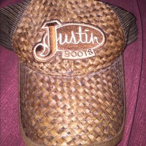 Justin boots straw cap