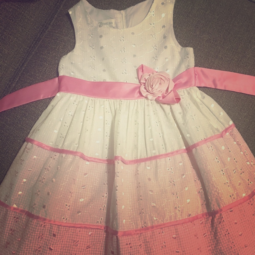 BONNIE JEAN GIRLS PINK AND WHITE SPRING DRESS
