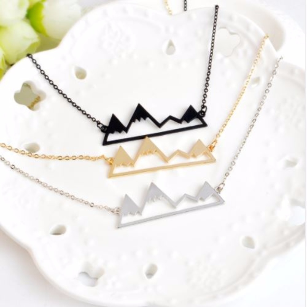 SALE Mountain Range Necklace //Gold, Silver, Black