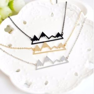 SALE Mountain Range Necklace //Gold, Silver, Black
