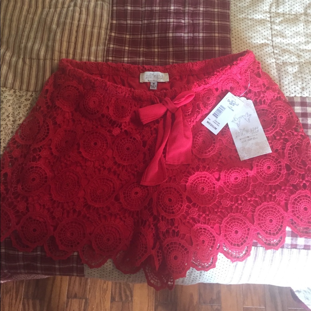 Lace shorts Red
