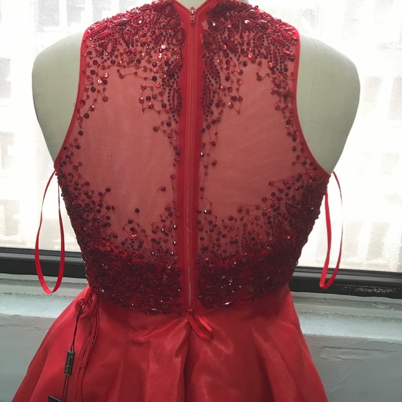 Red flare dress with detachable top 17021 - Picture 4 of 8