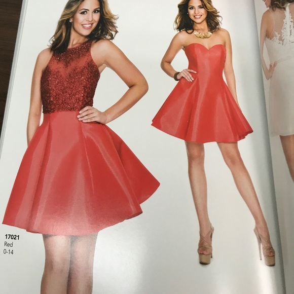 Red flare dress with detachable top 17021 - Picture 2 of 8