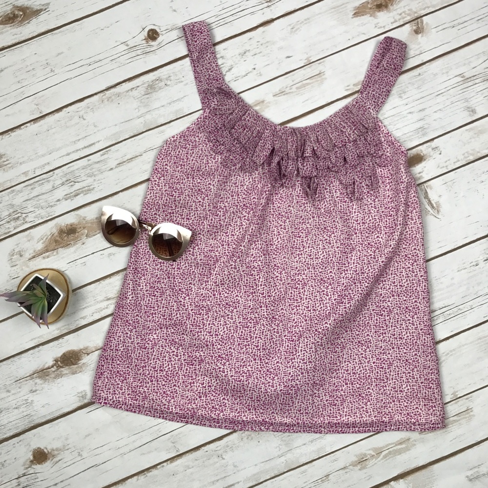 Ann Taylor Loft Fuchsia Loop Unique Cotton Top
