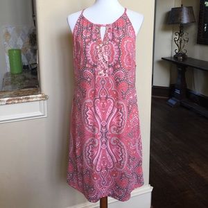 Patterned sleeveless dress with beading