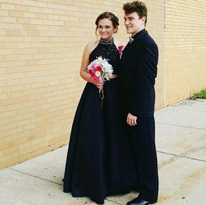 2 piece black prom dress