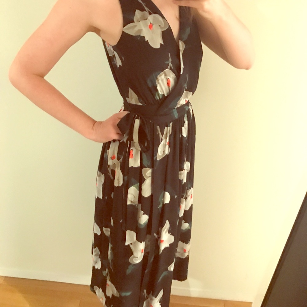 Black Magnolia Banana Republic Midi Dress