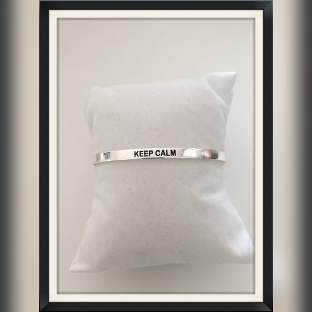 Sterling Silver cuff bracelet•Keep Calm•Breathe - Picture 3 of 8