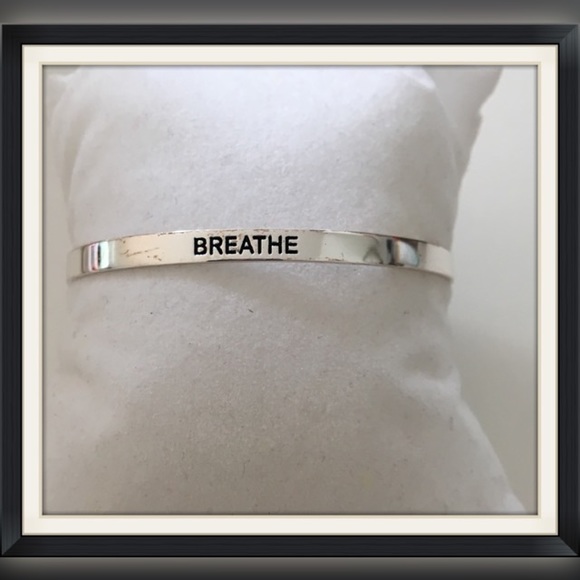 Sterling Silver cuff bracelet•Keep Calm•Breathe - Picture 4 of 8