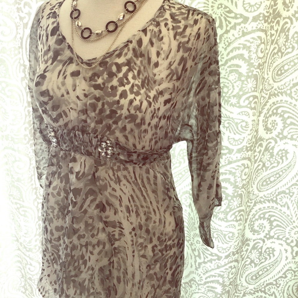 Black and grey animal print blouse