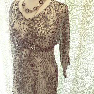 Black and grey animal print blouse