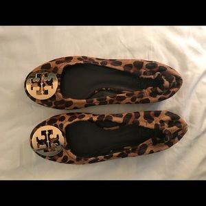 Leopard print pony hair Tory Burch flats