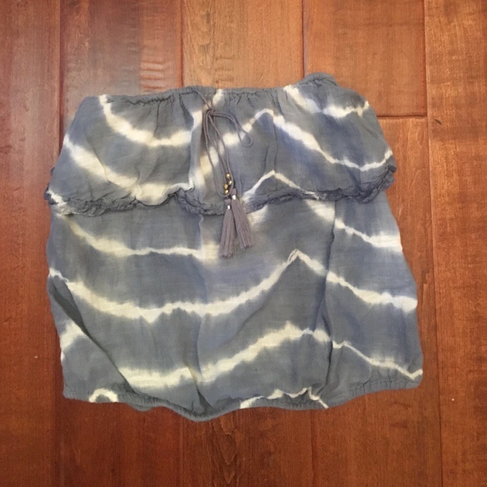 Blue & White Tye Dye strapless top