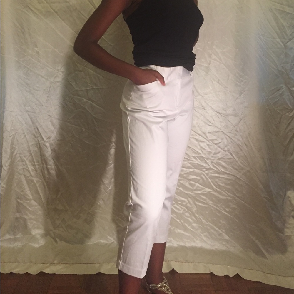 Van Heusen Studio Stretch White Sateen Capri