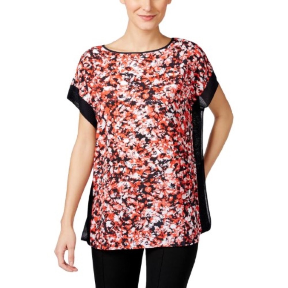 New MICHAEL KORS Chiffon Ribbed Trip Poncho Top