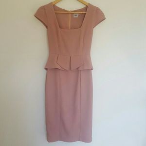 ASOS Peplum Dress In Texture - Nude /