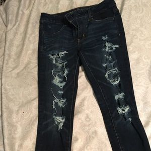 American Eagle Dark Wash Distressed Skinny Jeans