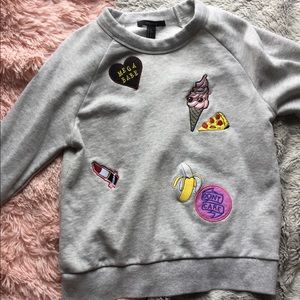 FOREVER 21 patched crew neck sweatshirt WORN ONCE