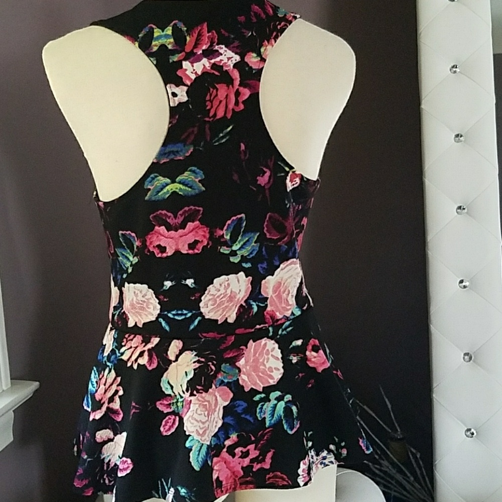Peplum Floral Razor Back Tank - Picture 3 of 3