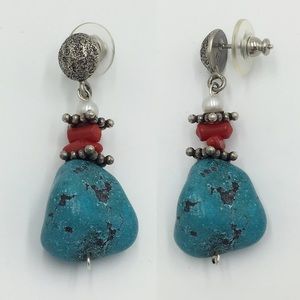Sterling Silver Turquoise HandMade Dangle Earrings