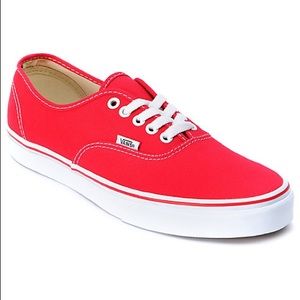 Red and white authentic vans