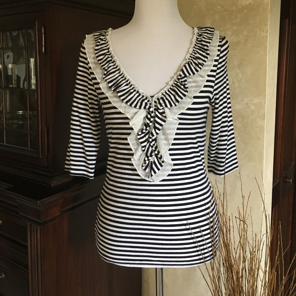 Rampage comfy striped ruffle top