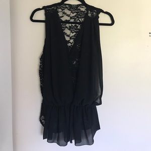 Black lace button up blouse
