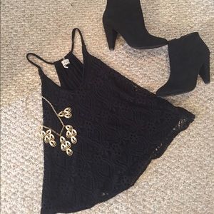 💋Black flirty lace tank top