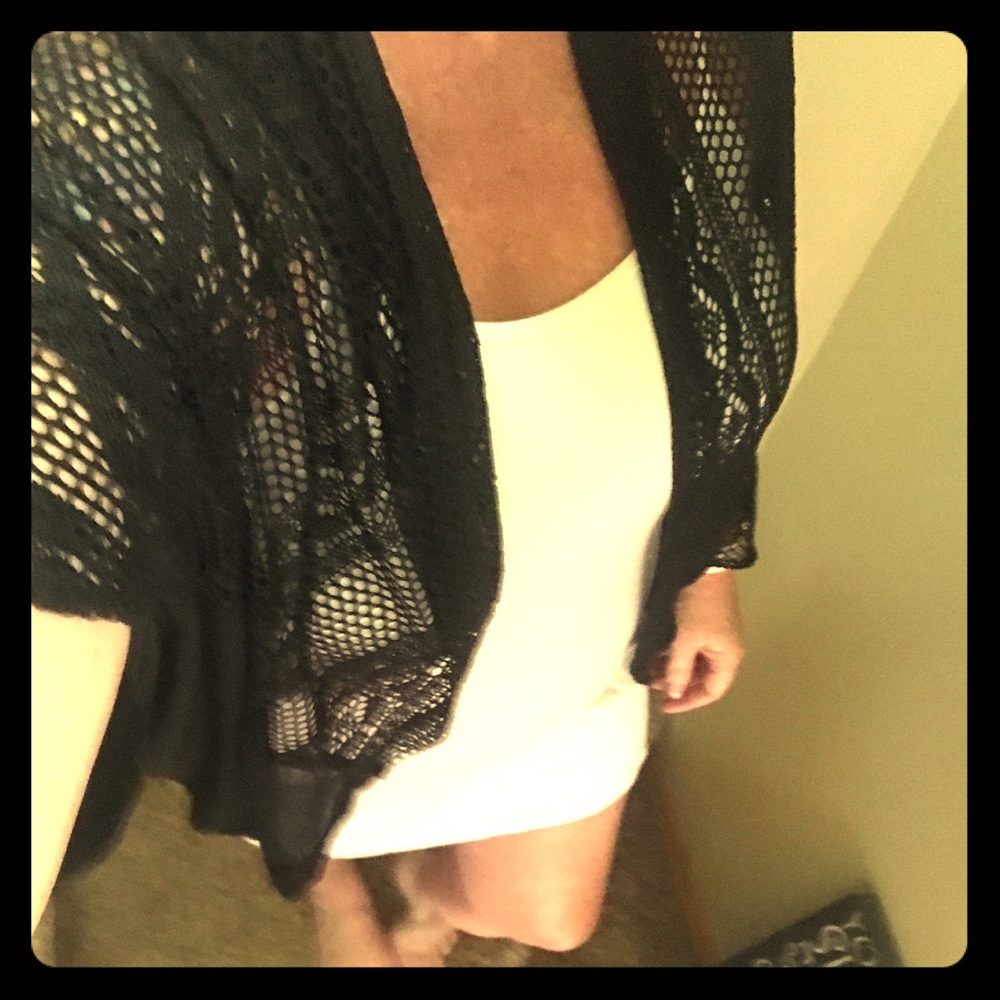 Stretch Crochet and chiffon circle wrap/ kimono