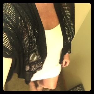 Stretch Crochet and chiffon circle wrap/ kimono