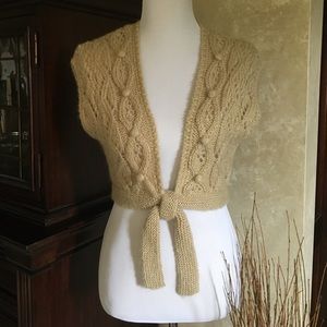 LOFT tie front cable knit sleeveless sweater