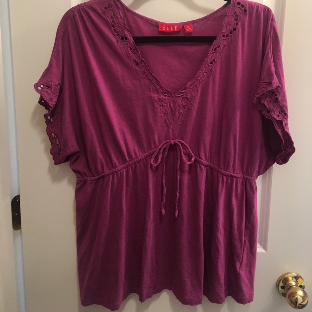 Purple flutter sleeve top