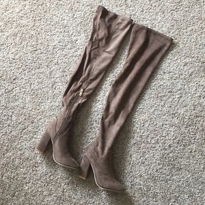 Above the knee taupe boots