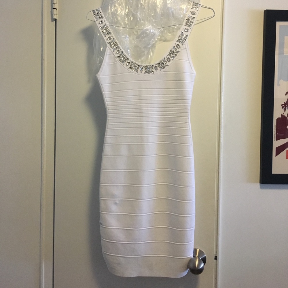 White and beaded bodycon dress by Parker - Picture 1 of 7
