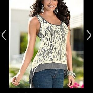 Venus-Hi low gray lace tank top