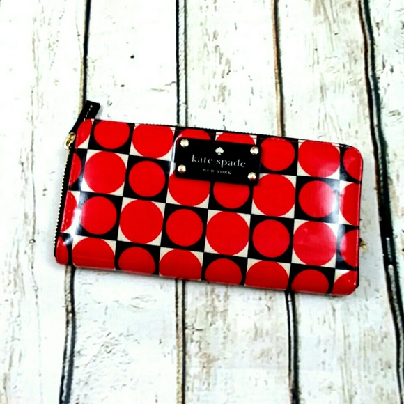 Kate Spade Handbags - Kate Spade Billfold Wallet Red Black Dot