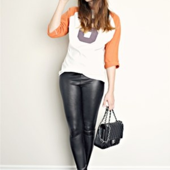 Black faux leather leggings high waisted - Picture 3 of 4