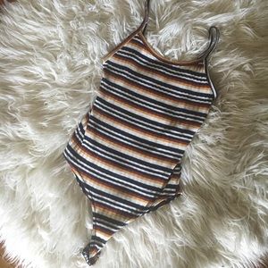 90s style striped one piece