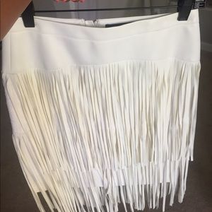 BCBG Maxazria fringe pleather skirt