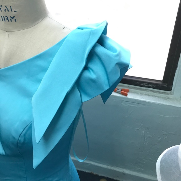 Aqua blue one shoulder gown 17201 - Picture 2 of 4