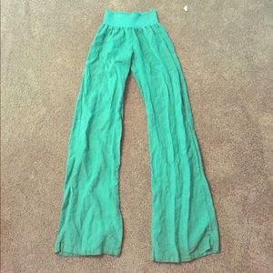 Green, linen pants