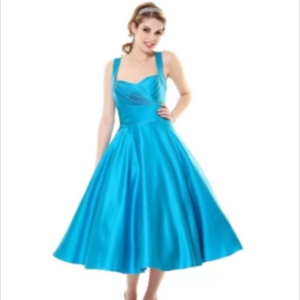 Unique vintage turquoise dress, size L