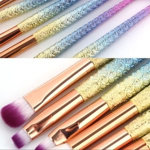 10 PC MERMAID FISHTAIL COSMETIC MAKEUP BRUSH SET