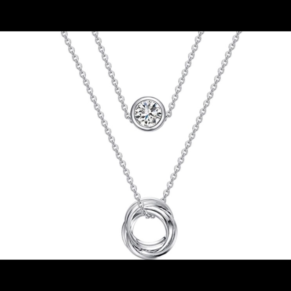 Silver layered necklace