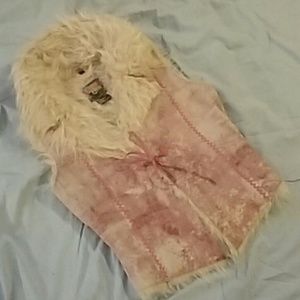 Pink Leather faux fur lined vest