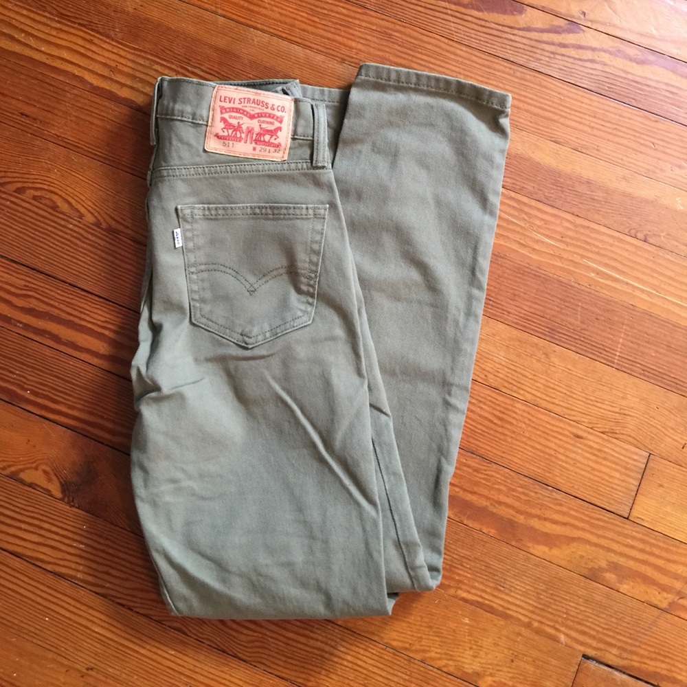 Levi's 511 slim-fit olive green denim jeans